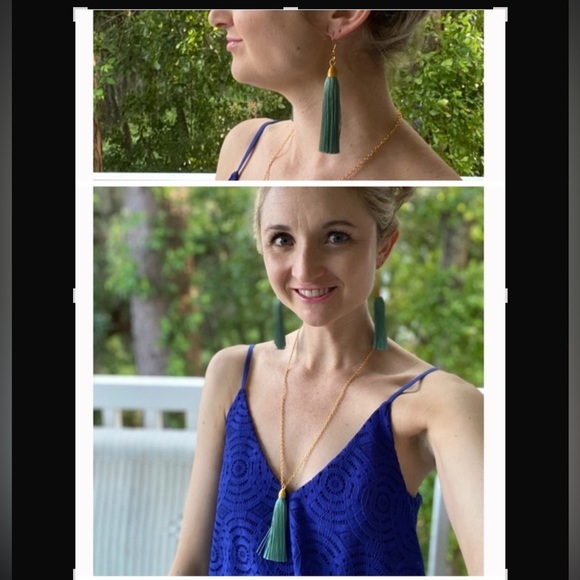 NWT Earring & Necklace Set in Teal and Gold. Beautiful for Fall! - Picture 6 of 7